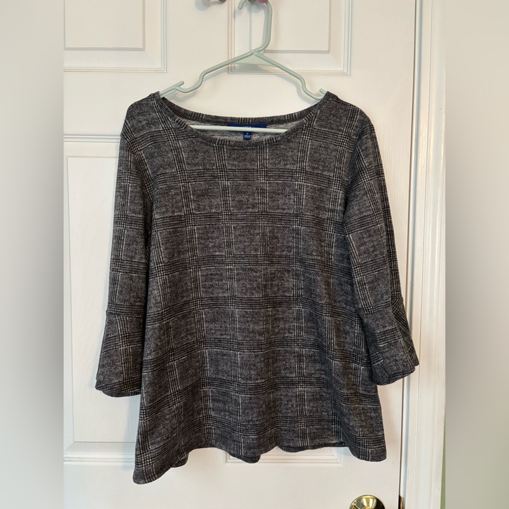 Apt. 9 Black and Gray Plaid Blouse